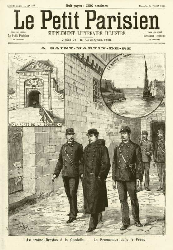 Alfred Dreyfus ve vězení v Saint-Martin-de-Re, Francie (rytina) od French School