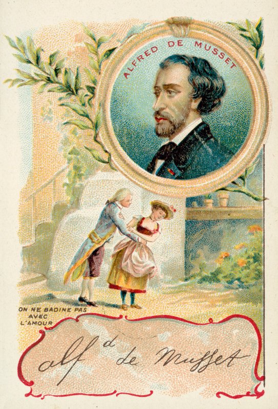 Alfred de Musset , francouzský dramatik, romanopisec a básník (chromolitho) od French School