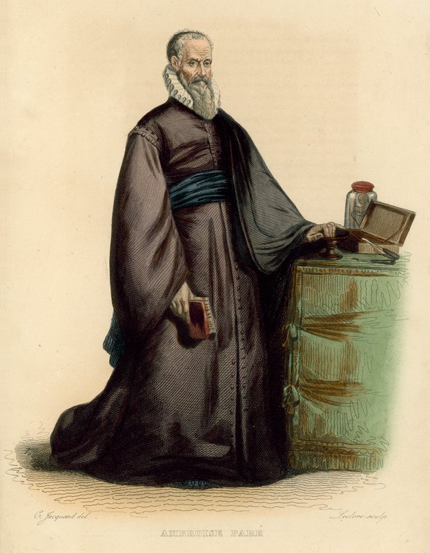 Ambroise Pare (barevná rytina) od French School