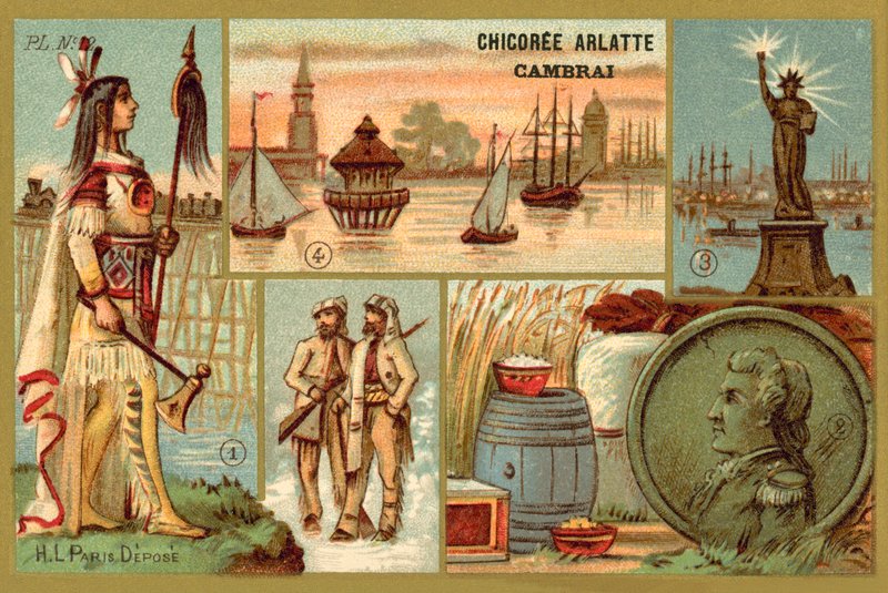 Amerika (chromolitho) od French School