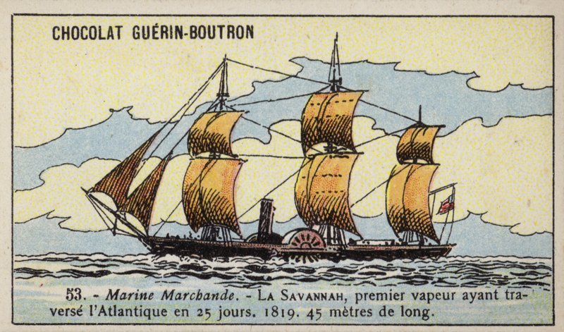 Americký kolesový parník Savannah (chromolitho) od French School