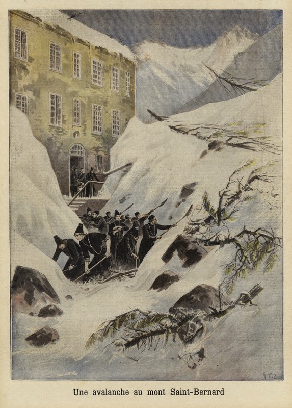 Lavina v průsmyku Great St Bernard Pass, Švýcarsko, 1897 od French School