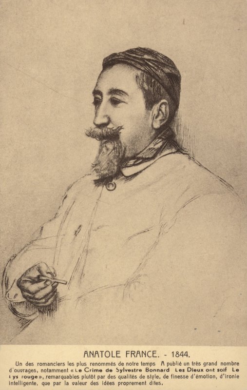 Anatole France (1844-1924), francouzský básník, novinář a prozaik (litografie) od French School