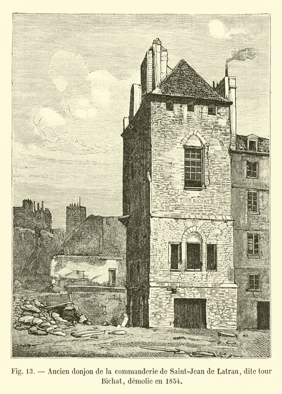 Bývalá pevnost komendy Saint-Jean de Latran, známá jako věž Bichat, zbořena v roce 1854 od French School