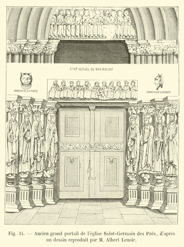 Bývalý velký portál kostela Saint-Germain des Pres, z kresby reprodukované M Albert Lenoir od French School