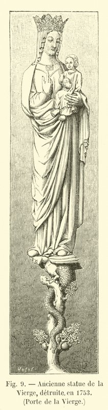 Stará socha Panny, zničená v roce 1753, Porte de la Vierge od French School