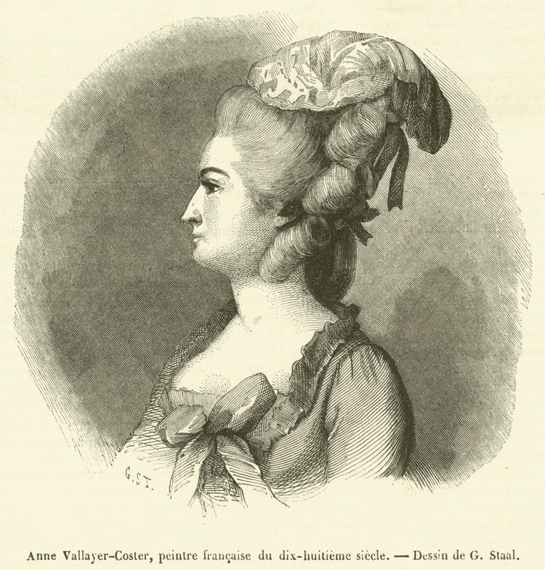 Anne Vallayer-Coster, francouzský malíř z osmnáctého století (rytina) od French School