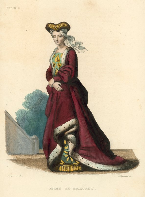 Anne de Beaujeu (barevná rytina) od French School