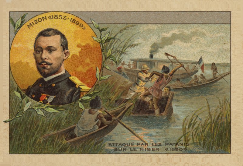 Antoine Mizon (1853-1899) byl napaden na řece Niger v roce 1890 od French School