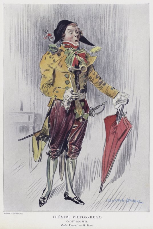 Armand Bour v titulní roli ve filmu Cadet Roussel, 1903 od French School
