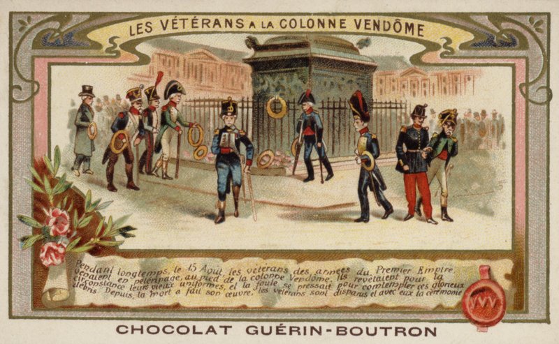 Armádní veteráni na Vendome Column, Paříž (chromolitho) od French School