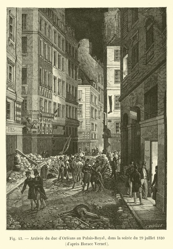 Příjezd vévody z Orléans do Palais-Royal, večer 29. července 1830, podle Horace Verneta od French School