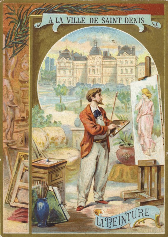 Umělec maluje obraz ženy od French School