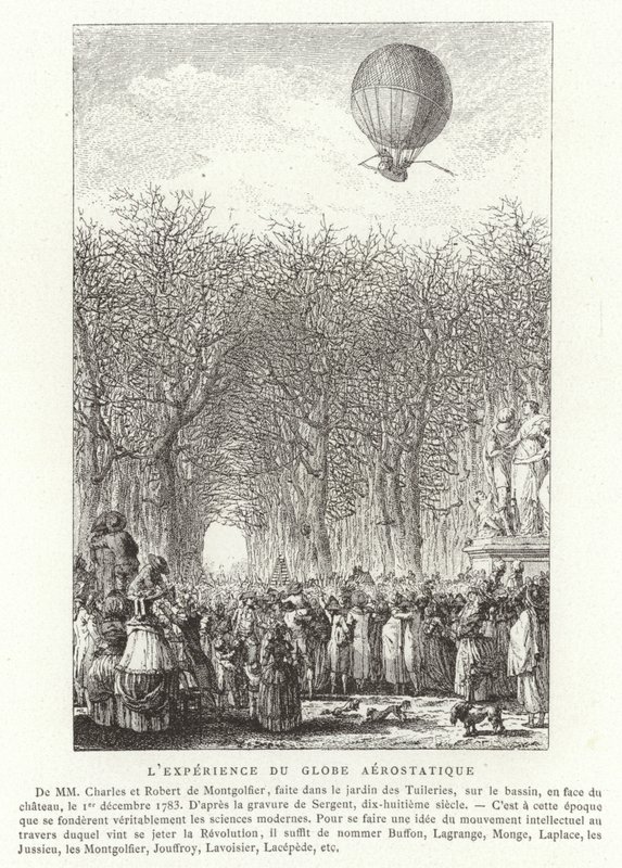 Výstup na Aerostatic Globe bratří Montgolfierů, Paříž, 1. prosince 1783 od French School