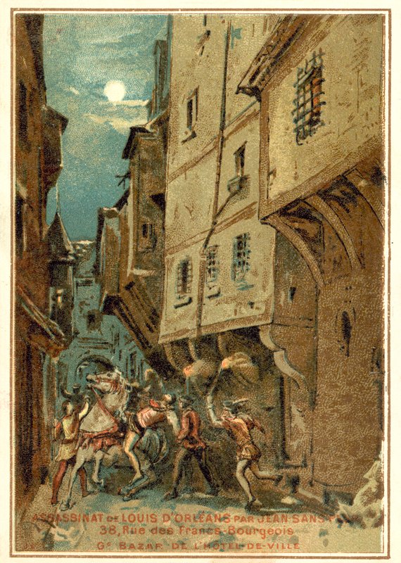 Zavraždění Ludvíka Orleánského muži Johna Neohroženého, vévody z Burgundska, Paříž, 1407 od French School