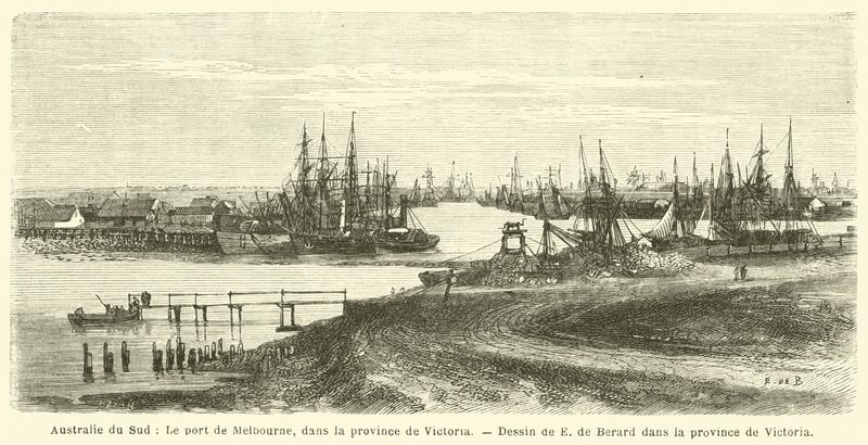 Jižní Austrálie, Port of Melbourne, provincie Victoria (rytina) od French School