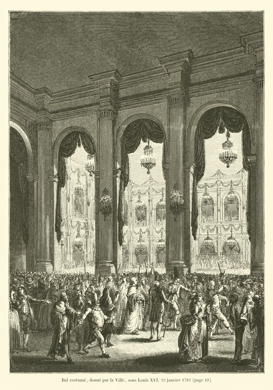 Kostýmní ples, pořádaný městem za Ludvíka XVI., 23. ledna 1782 od French School