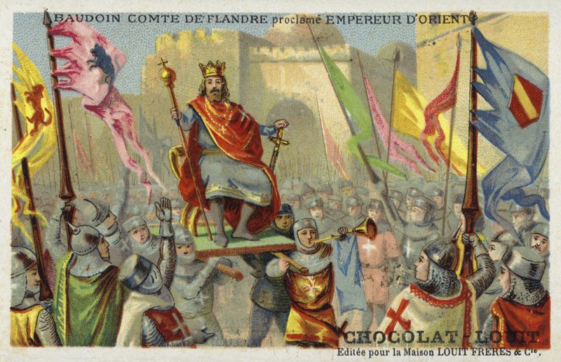 Baldwin IX, hrabě z Flander, prohlášen císařem Konstantinopole, 1204 od French School