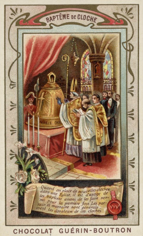Křest nového kostelního zvonu (chromolitho) od French School