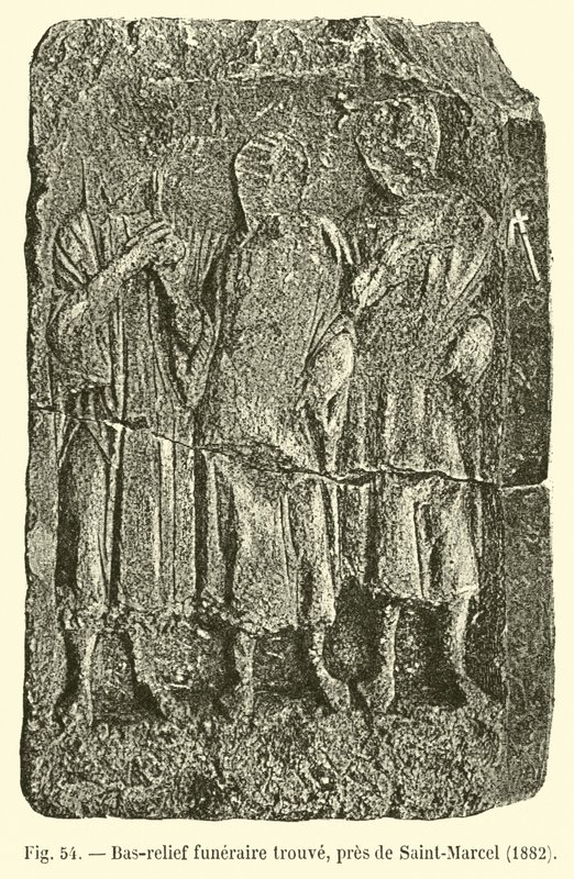 Pohřební basreliéf nalezen poblíž Saint-Marcel, 1882 od French School