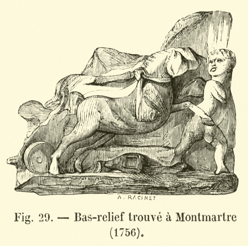 Basreliéf nalezený v Montmartru, 1756 od French School