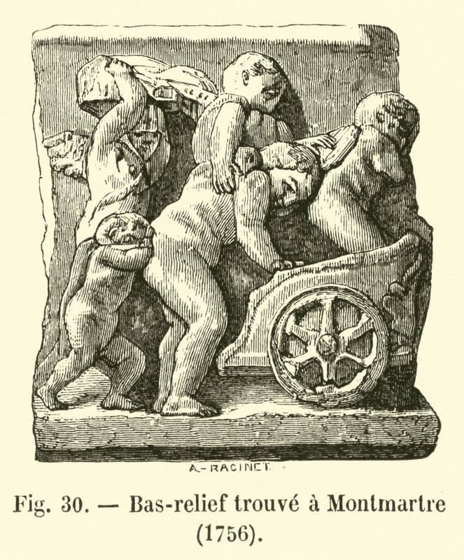 Basreliéf nalezený v Montmartru, 1756 od French School