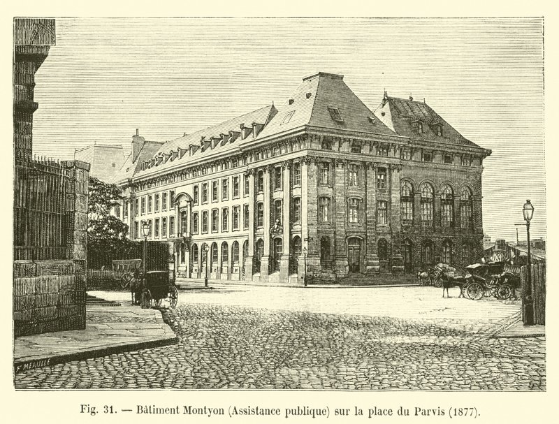 Montyon Building, veřejná pomoc, na Place du Parvis, 1877 od French School
