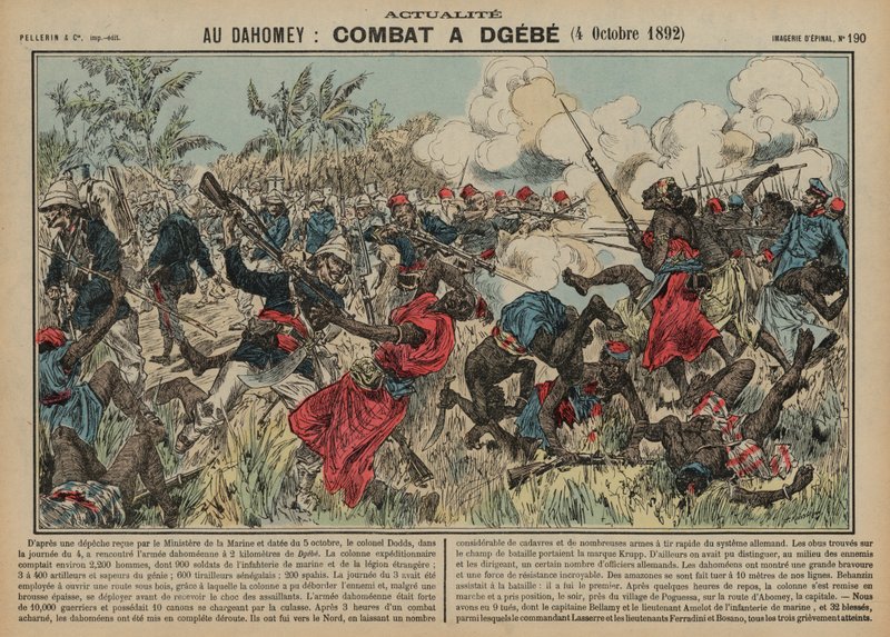 Bitva u Dgebe, Dahomey, druhá francouzsko-dahomská válka, 4. října 1892 od French School