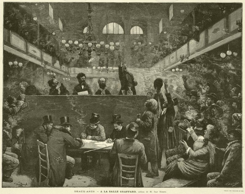 Beaux-Arts, At the Salle Graffard, obraz od M Jean Beraud (rytina) od French School
