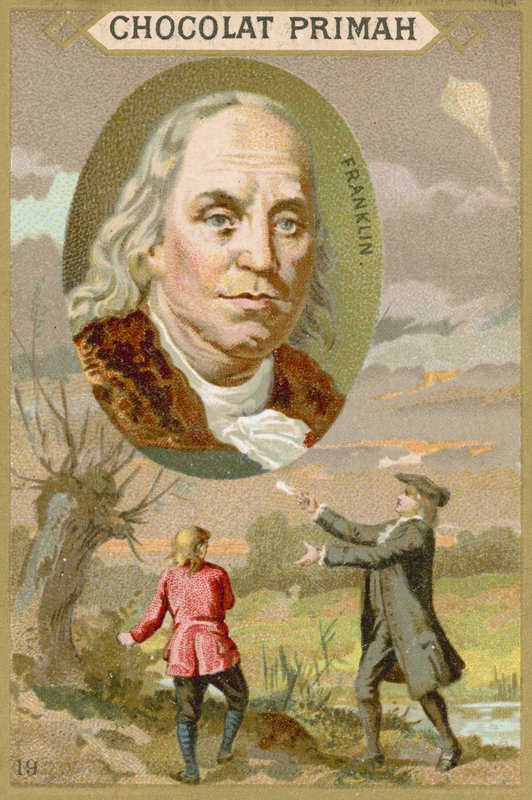 Benjamin Franklin , americký vědec, vynálezce a politik od French School