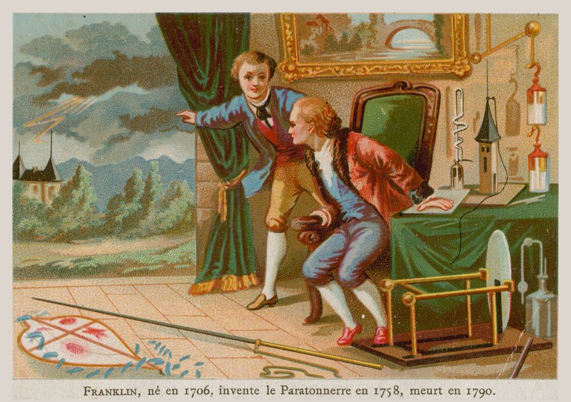 Benjamin Franklin, vynálezce hromosvodu a jeden z otců zakladatelů Spojených států (1706-1790) od French School