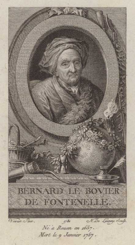 Bernard Le Bovier de Fontenelle, francouzský autor (rytina) od French School