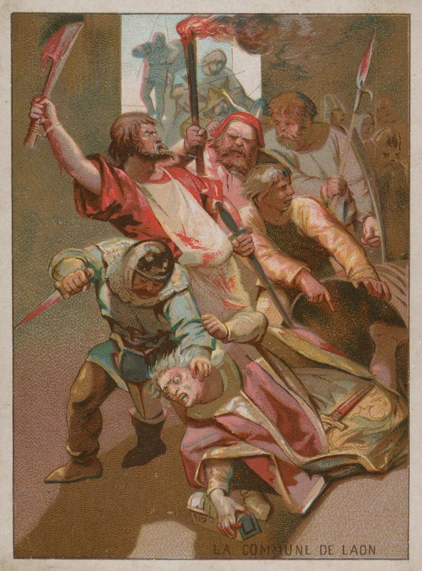 Biskup a partyzáni zabiti v Commune of Loan v roce 1112 od French School