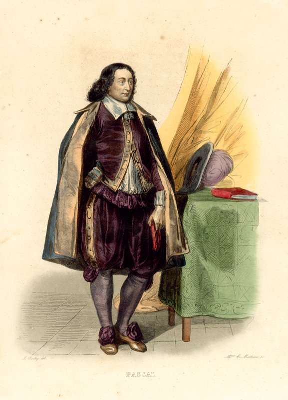 Blaise Pascal (barevná rytina) od French School