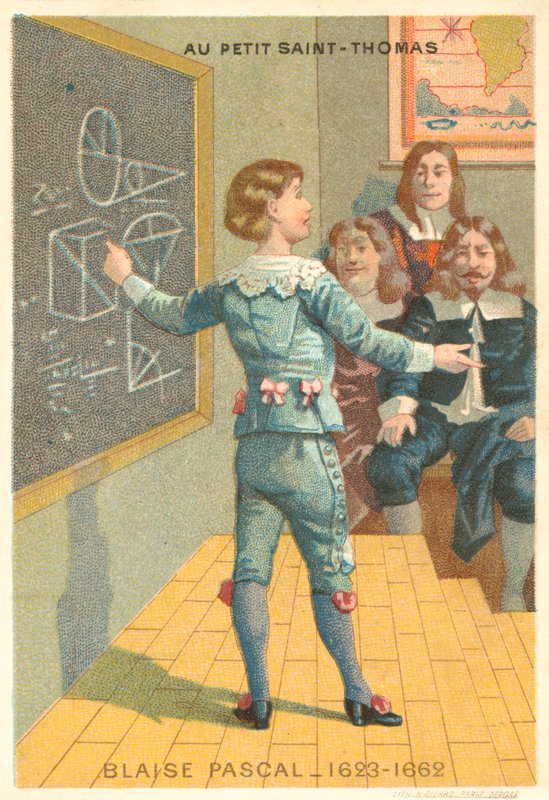 Blaise Pascal , francouzský fyzik a matematik (chromolitho) od French School