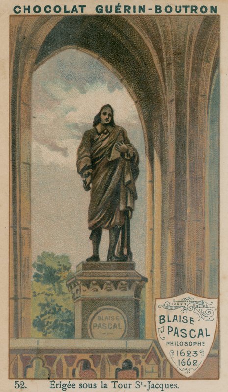 Blaise Pascal, filozof, 1623-1662, postavený pod Tour St-Jacques od French School