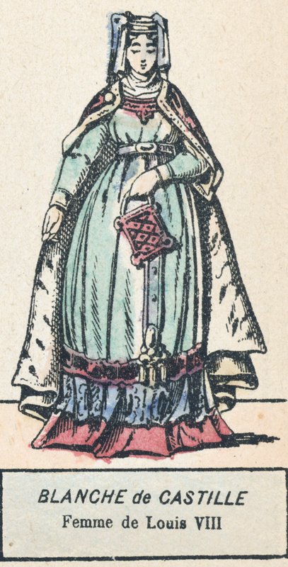 Blanche de Castille, manželka Ludvíka VIII. (barevná rytina) od French School