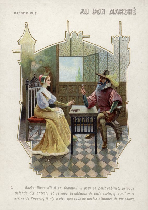 Modrovous zakazuje své ženě vstoupit do jeho pokoje (chromolitho) od French School