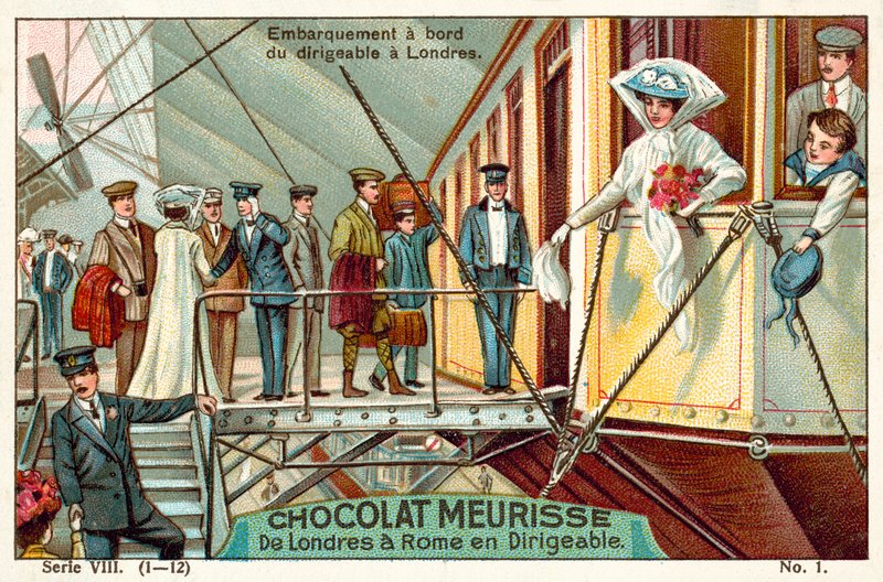 Nástup na vzducholoď v Londýně (chromolitho) od French School