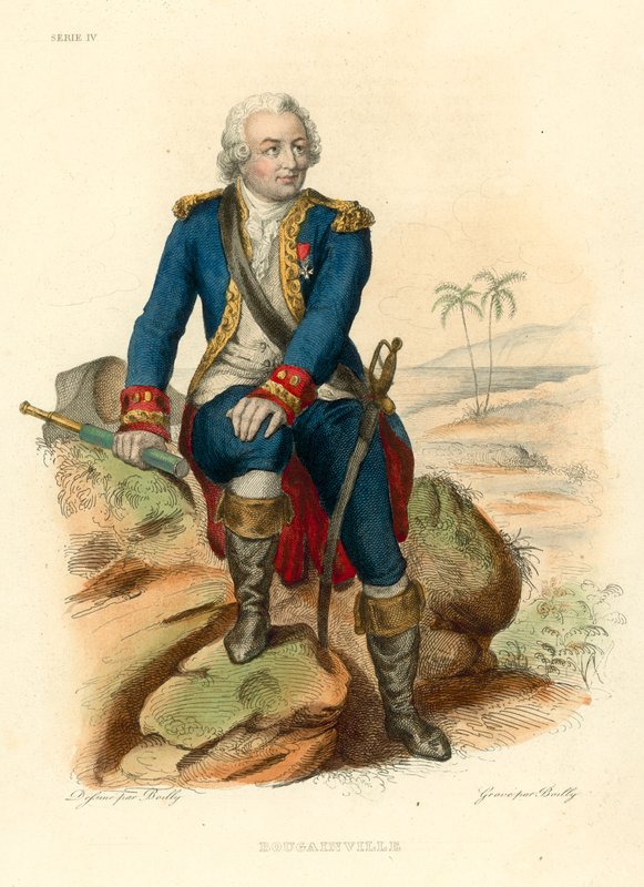 Bougainville (barevná rytina) od French School
