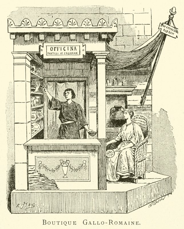 Boutique Gallo-Romaine (rytina) od French School