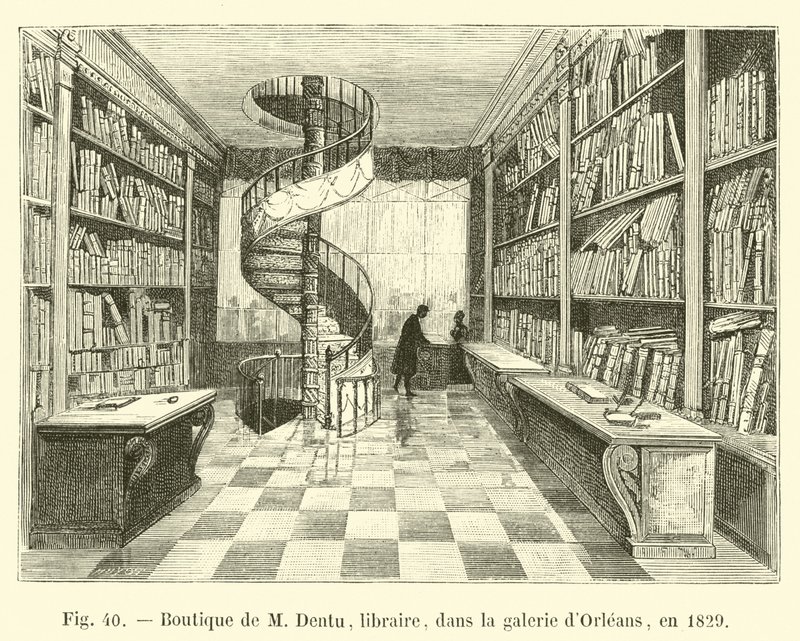 Obchod M Dentu, knihkupce, v galerii Orleans, v roce 1829 od French School