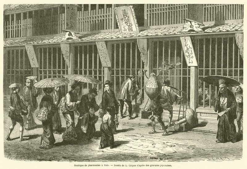 Lékárník v Yedo (rytina) od French School