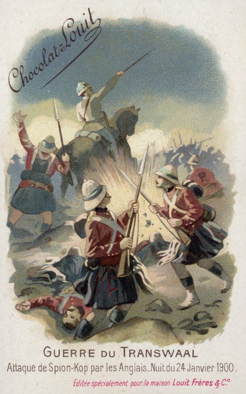 Britské jednotky útočící na Spion Kop v noci 24. ledna 1900 (chromolitho) od French School