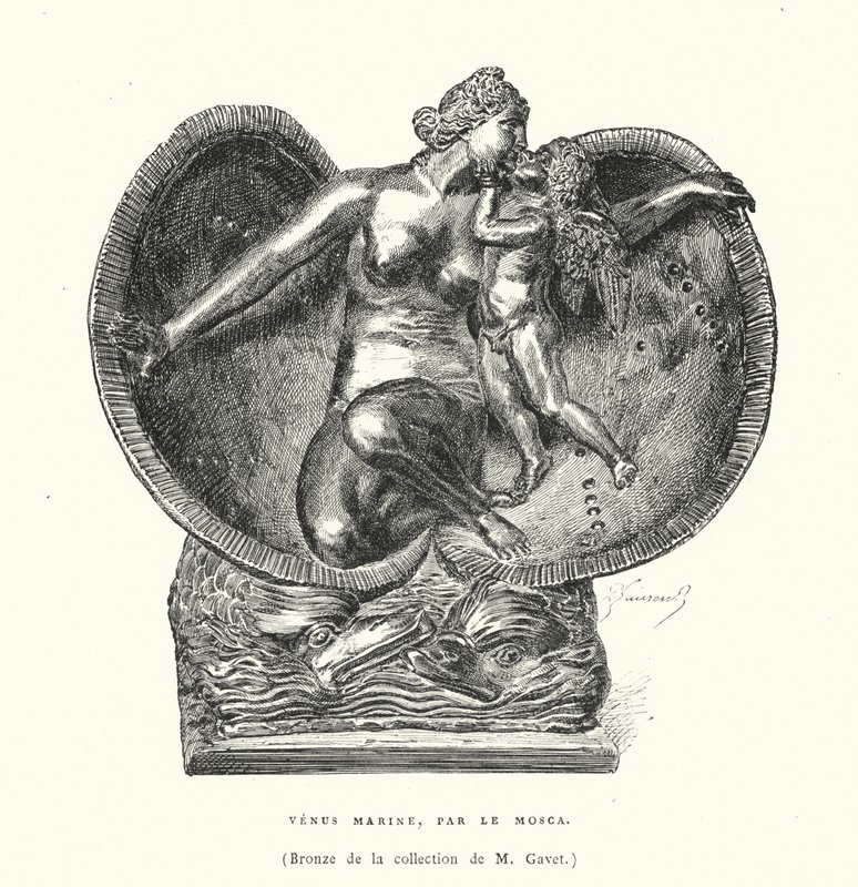 Bronz zobrazující Zrození Venuše, od Le Mosca (rytina) od French School