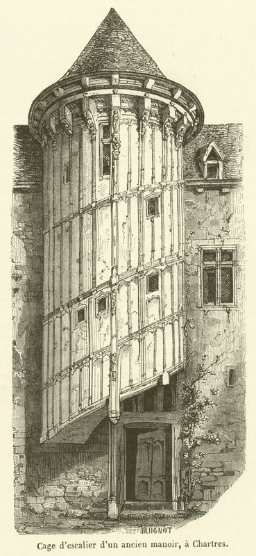 Schodiště starého sídla, v Chartres (rytina) od French School
