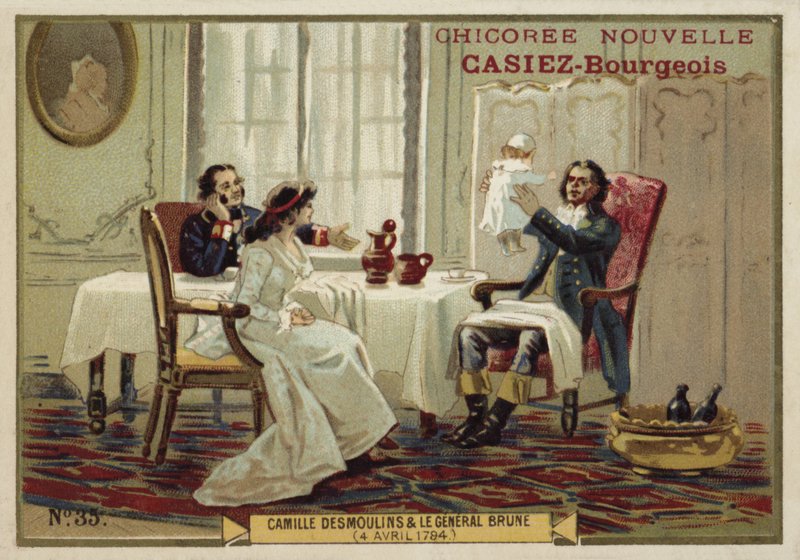 Camille Desmoulins a generál Brune, Francouzská revoluce, 4. dubna 1794 od French School