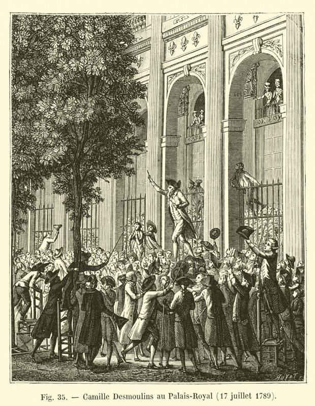 Camille Desmoulins v Palais-Royal, 17. července 1789 od French School