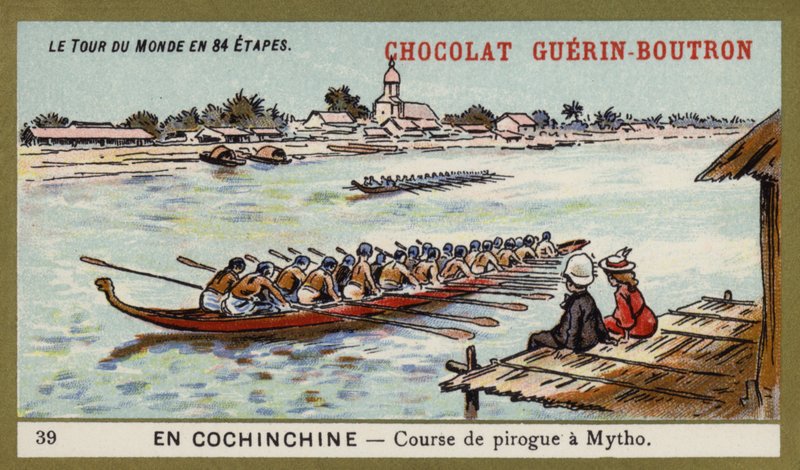 Kanoistický závod v Mytho, Cochinchina (chromolitho) od French School