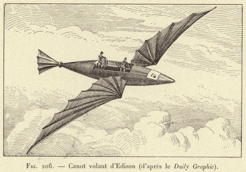 Edisonova létající kánoe (z Daily Graphic) (rytina) od French School